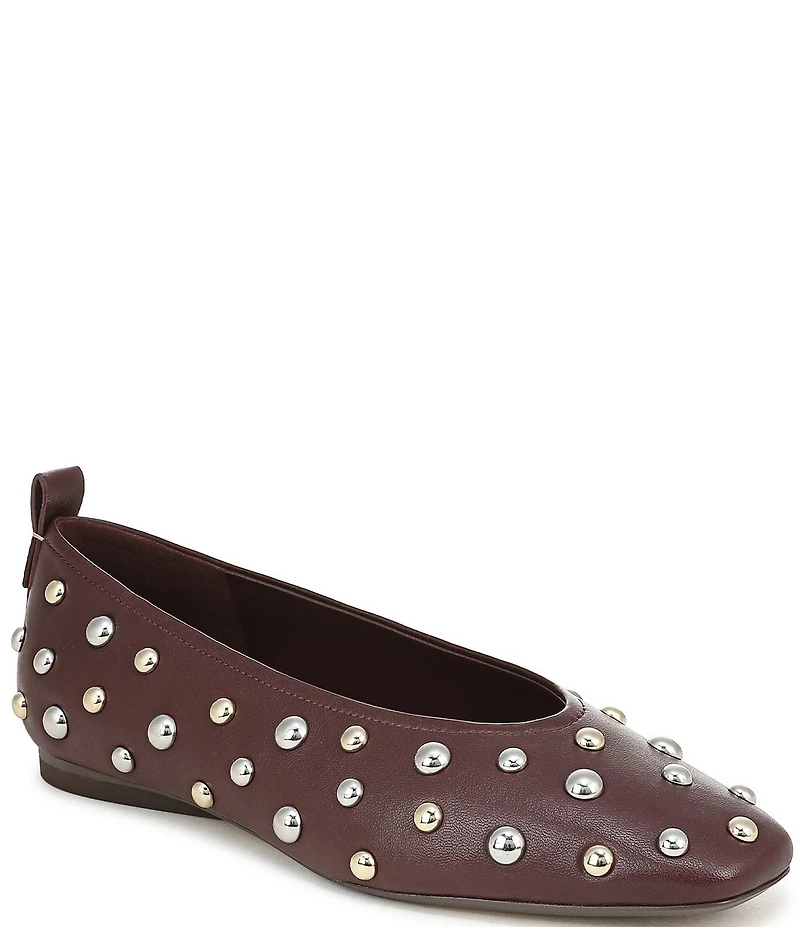 Naturalizer 27 EDIT Carla Stud Leather Square Toe Ballet Flats