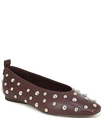 Naturalizer 27 EDIT Carla Stud Leather Square Toe Ballet Flats