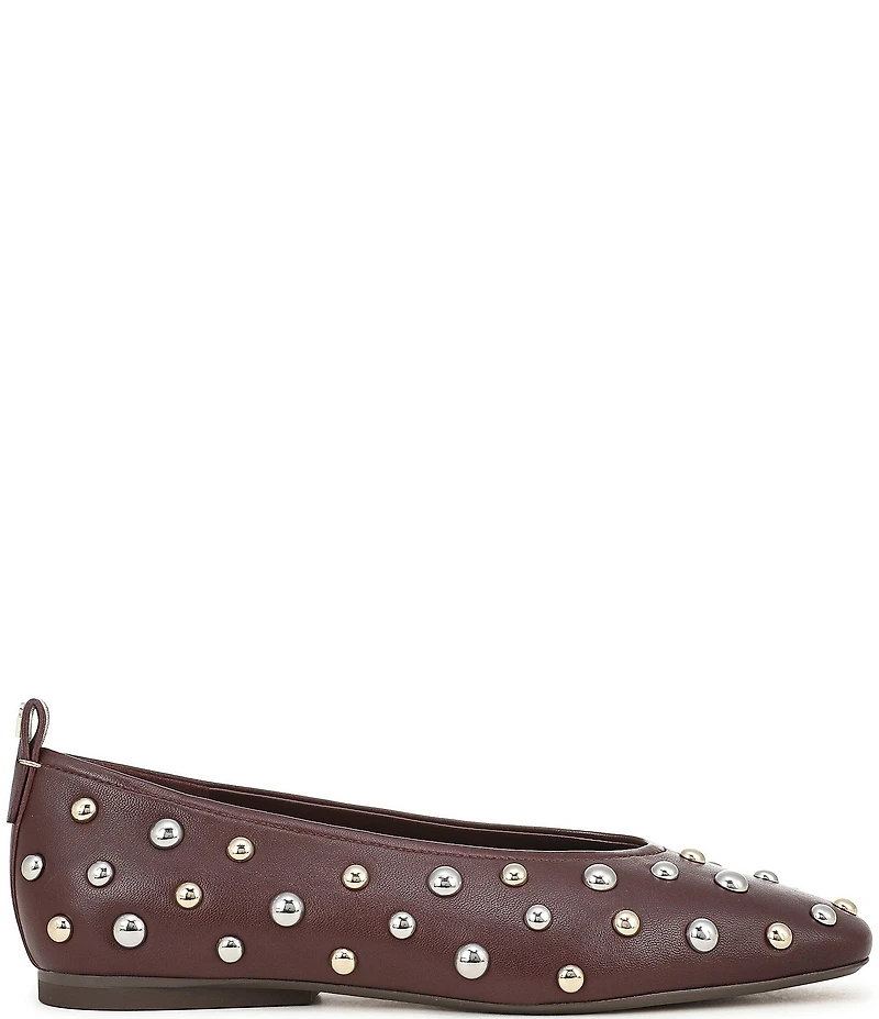 Naturalizer 27 EDIT Carla Stud Leather Square Toe Ballet Flats