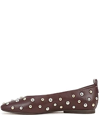 Naturalizer 27 EDIT Carla Stud Leather Square Toe Ballet Flats