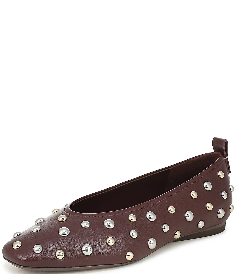 Naturalizer 27 EDIT Carla Stud Leather Square Toe Ballet Flats