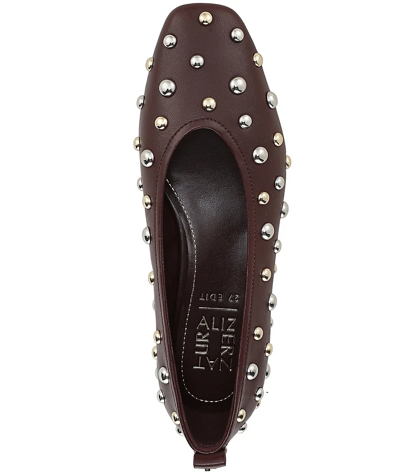 Naturalizer 27 EDIT Carla Stud Leather Square Toe Ballet Flats