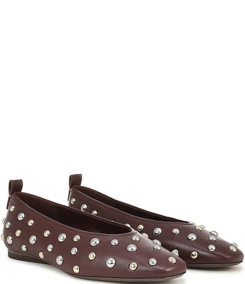 Naturalizer 27 EDIT Carla Stud Leather Square Toe Ballet Flats