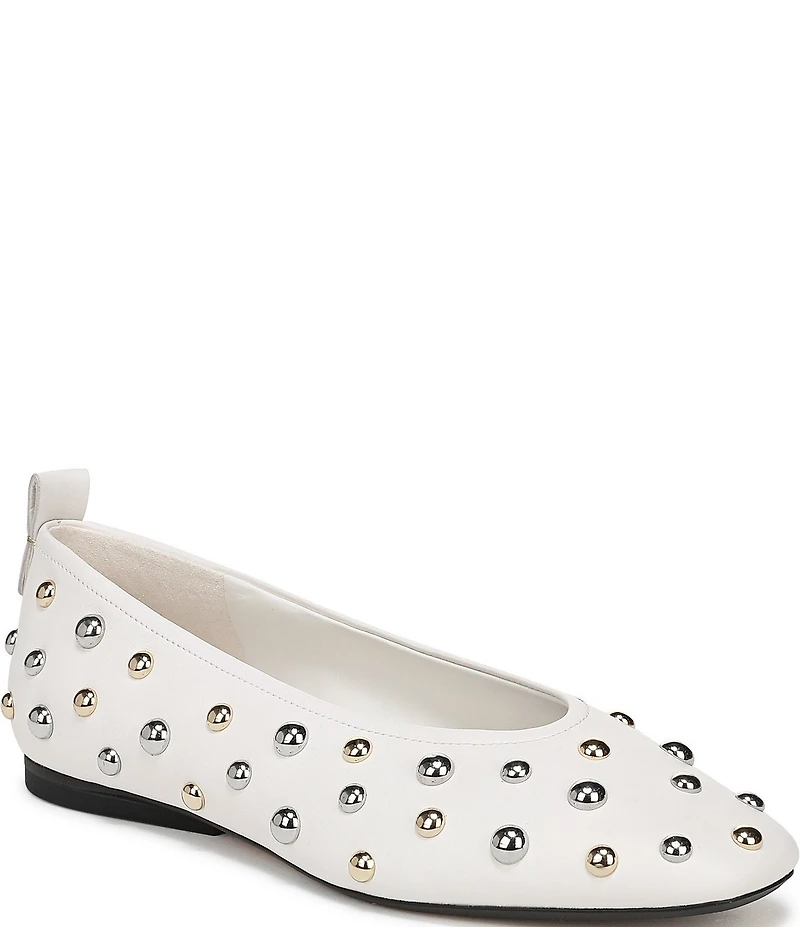 Naturalizer 27 EDIT Carla Stud Leather Square Toe Ballet Flats