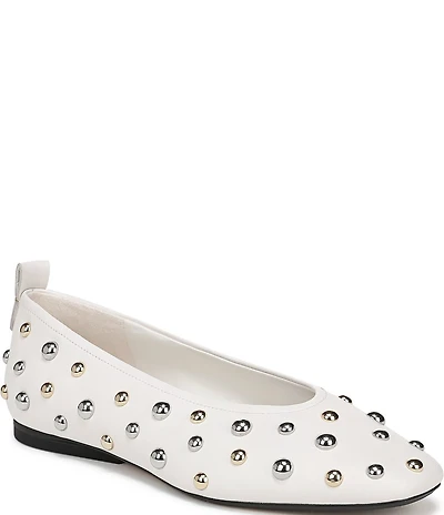 Naturalizer 27 EDIT Carla Stud Leather Square Toe Ballet Flats