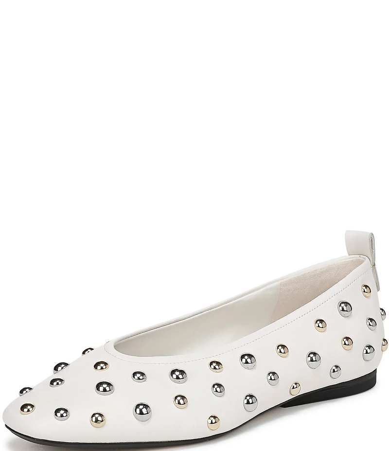 Naturalizer 27 EDIT Carla Stud Leather Square Toe Ballet Flats