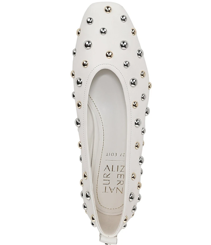 Naturalizer 27 EDIT Carla Stud Leather Square Toe Ballet Flats