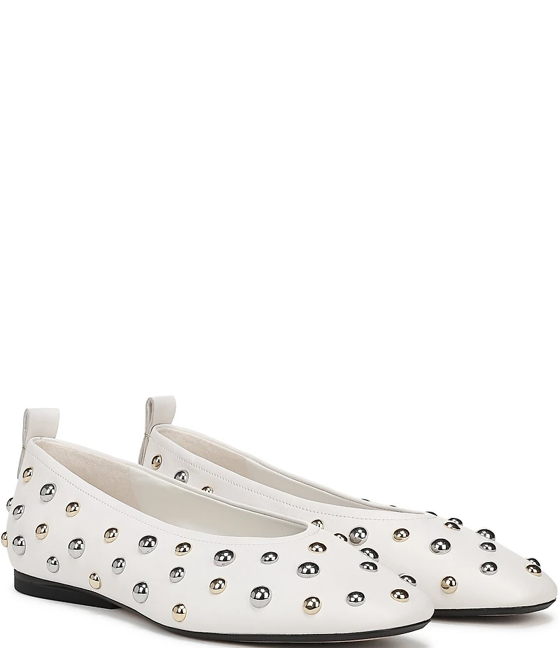 Naturalizer 27 EDIT Carla Stud Leather Square Toe Ballet Flats
