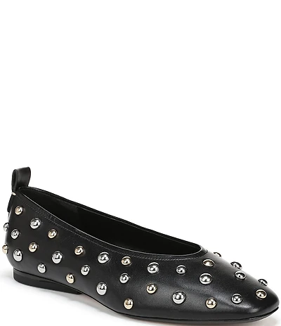 Naturalizer 27 EDIT Carla Stud Leather Square Toe Ballet Flats