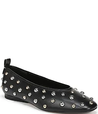 Naturalizer 27 EDIT Carla Stud Leather Square Toe Ballet Flats