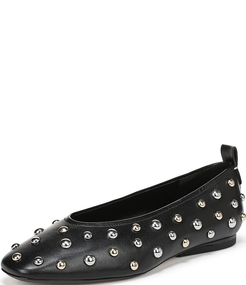 Naturalizer 27 EDIT Carla Stud Leather Square Toe Ballet Flats