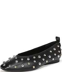Naturalizer 27 EDIT Carla Stud Leather Square Toe Ballet Flats