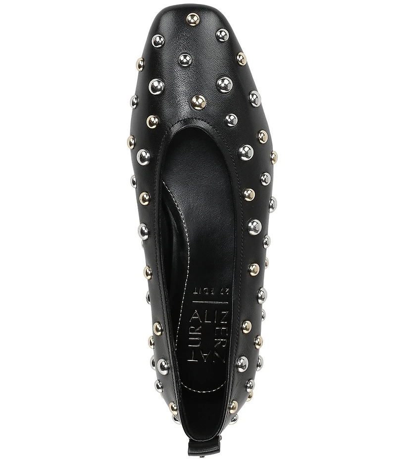 Naturalizer 27 EDIT Carla Stud Leather Square Toe Ballet Flats