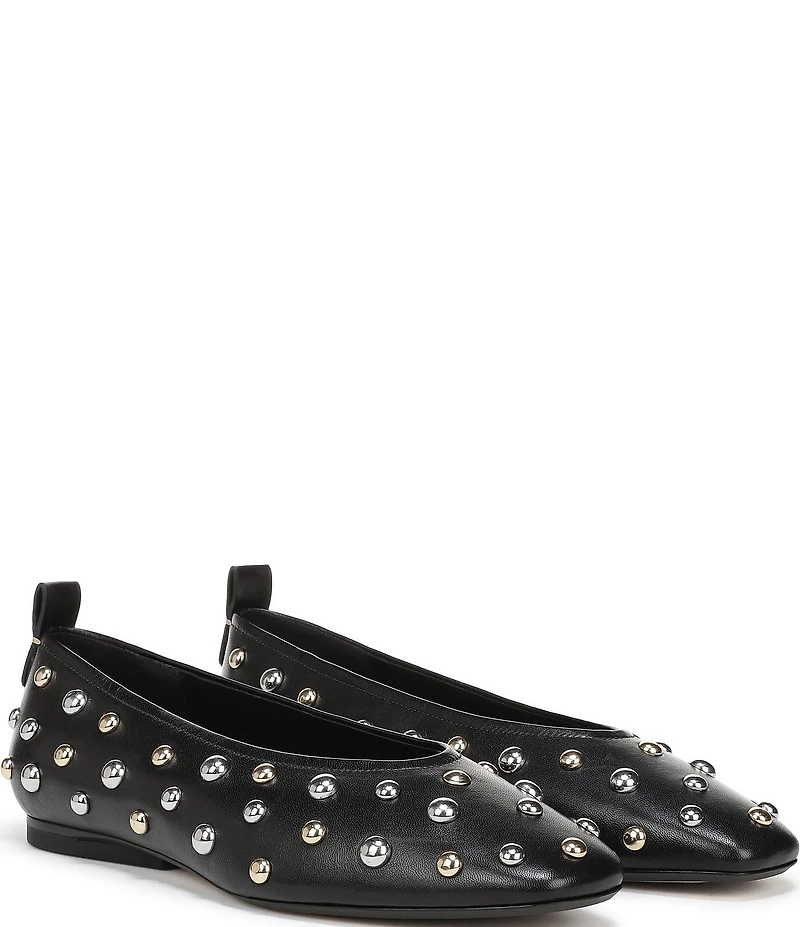Naturalizer 27 EDIT Carla Stud Leather Square Toe Ballet Flats