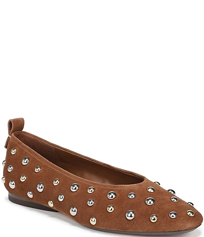 Naturalizer 27 EDIT Carla Stud Suede Square Toe Ballet Flats