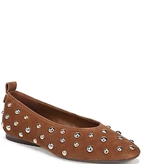 Naturalizer 27 EDIT Carla Stud Suede Square Toe Ballet Flats