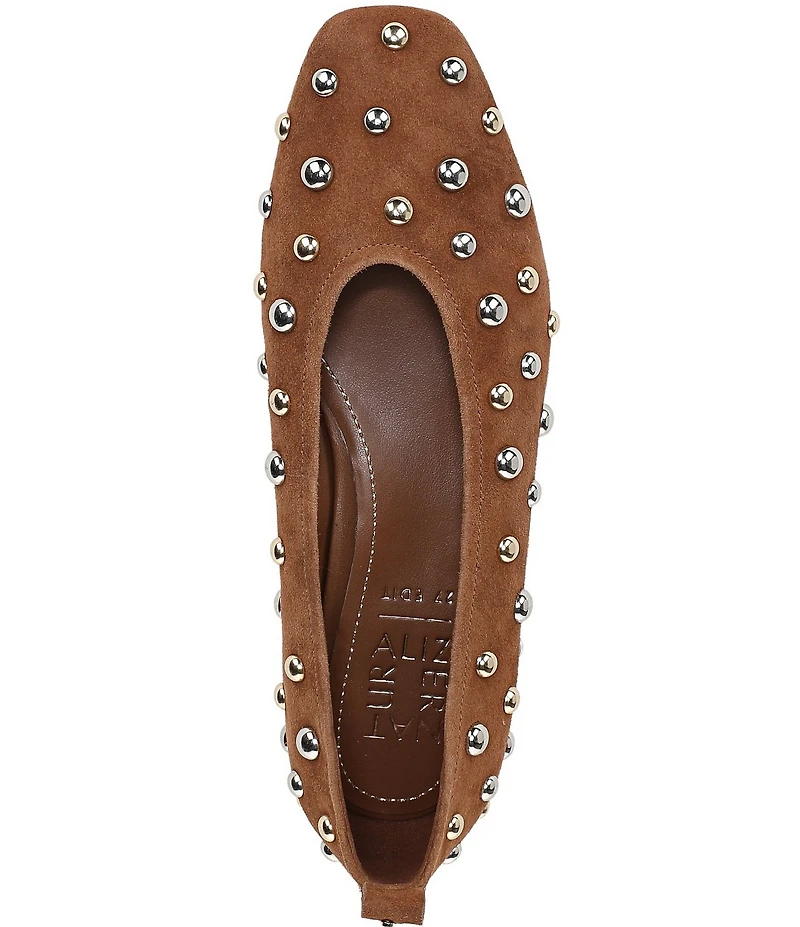 Naturalizer 27 EDIT Carla Stud Suede Square Toe Ballet Flats