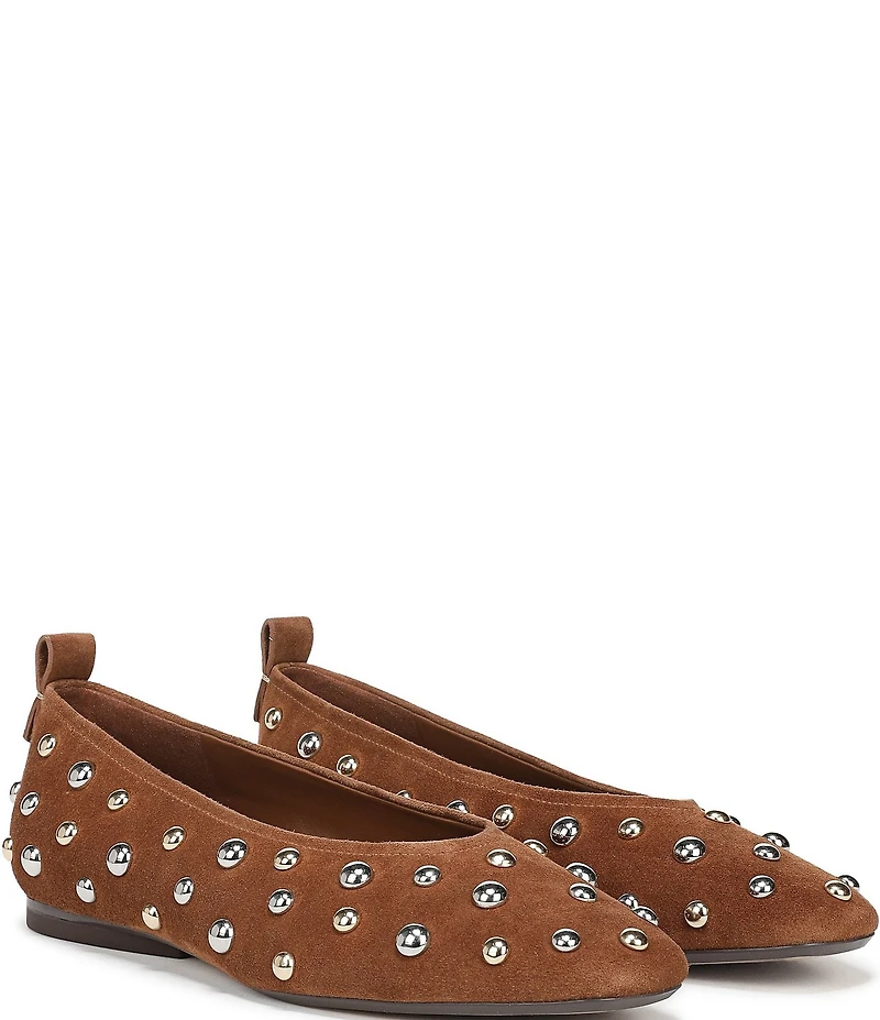 Naturalizer 27 EDIT Carla Stud Suede Square Toe Ballet Flats