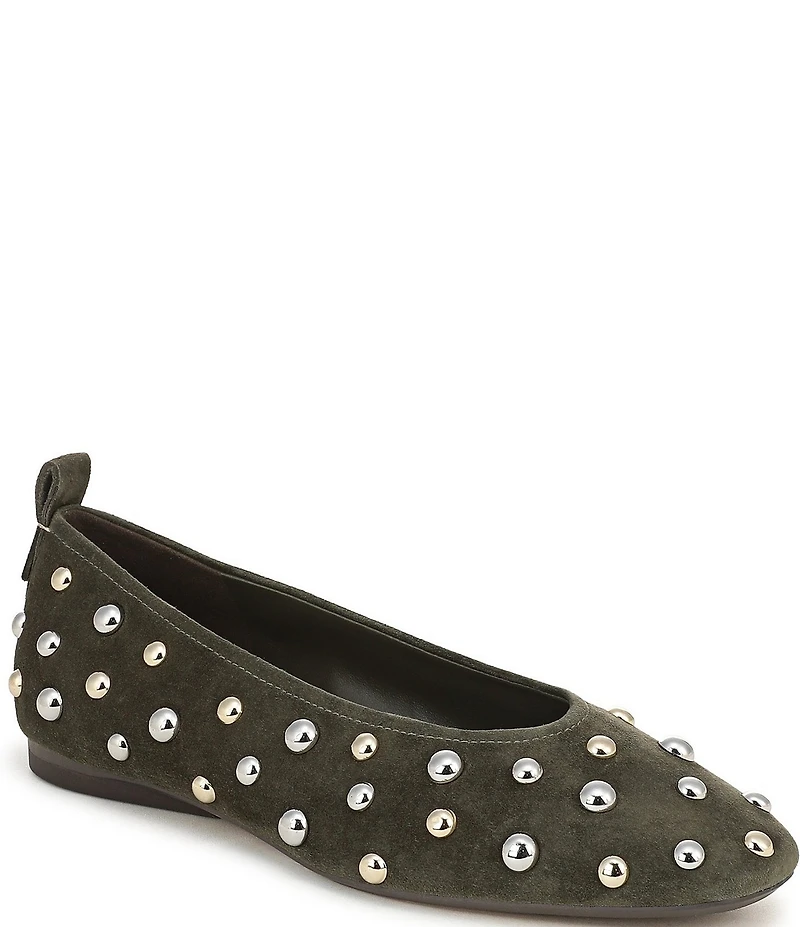 Naturalizer 27 EDIT Carla Stud Suede Square Toe Ballet Flats