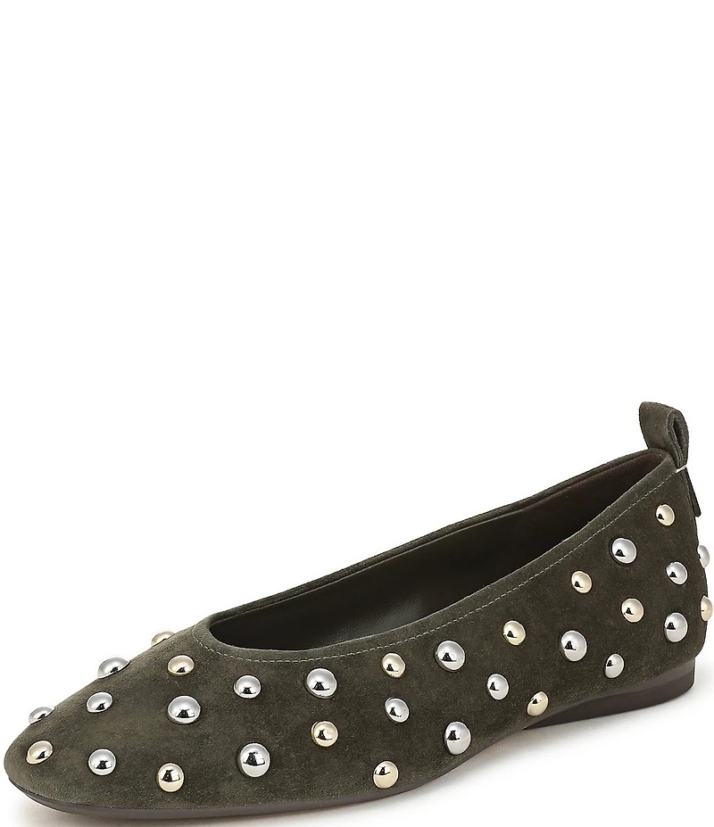 Naturalizer 27 EDIT Carla Stud Suede Square Toe Ballet Flats