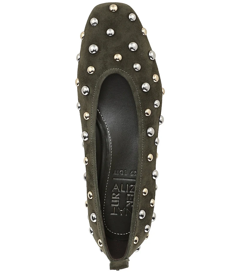 Naturalizer 27 EDIT Carla Stud Suede Square Toe Ballet Flats