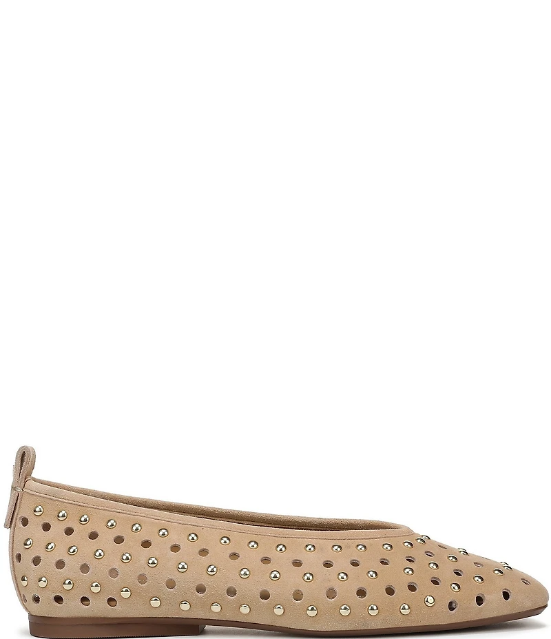 Naturalizer 27 EDIT Carla Studded Perforated Suede Square Toe Ballet Flats