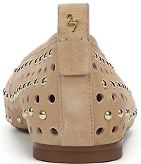 Naturalizer 27 EDIT Carla Studded Perforated Suede Square Toe Ballet Flats