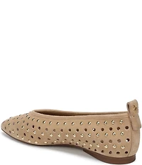 Naturalizer 27 EDIT Carla Studded Perforated Suede Square Toe Ballet Flats