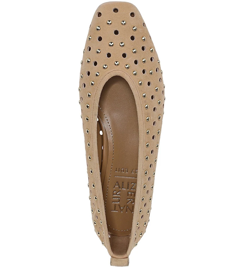 Naturalizer 27 EDIT Carla Studded Perforated Suede Square Toe Ballet Flats