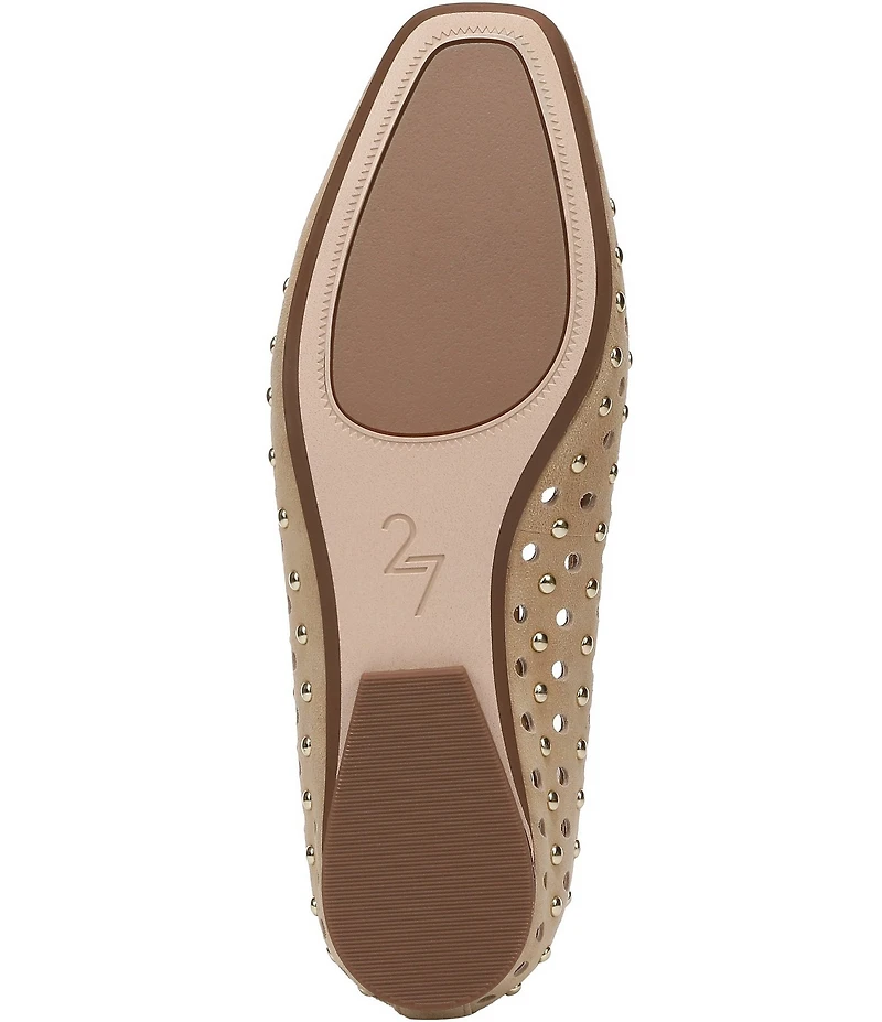 Naturalizer 27 EDIT Carla Studded Perforated Suede Square Toe Ballet Flats