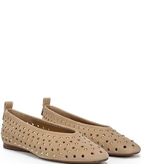 Naturalizer 27 EDIT Carla Studded Perforated Suede Square Toe Ballet Flats