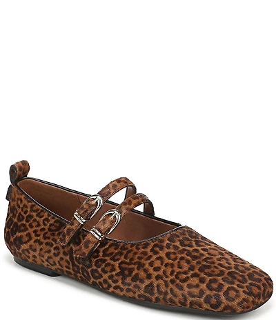 Naturalizer 27 EDIT Dawn Leopard Print Calf Hair Square Toe Mary Jane Flats