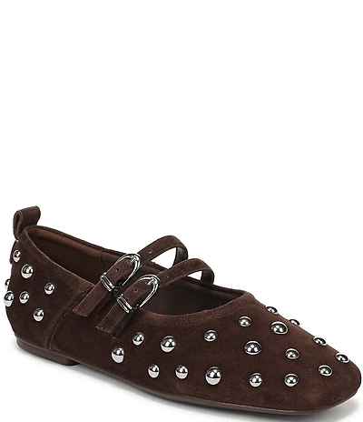 Naturalizer 27 EDIT Dawn Studded Suede Square Toe Mary Jane Flats