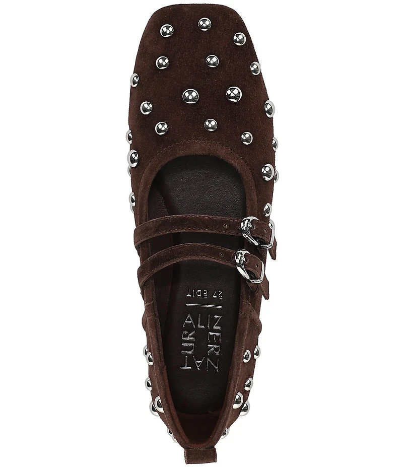 Naturalizer 27 EDIT Dawn Studded Suede Square Toe Mary Jane Flats