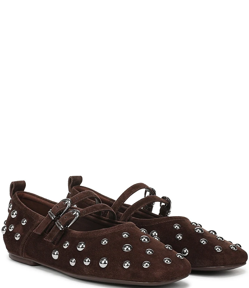 Naturalizer 27 EDIT Dawn Studded Suede Square Toe Mary Jane Flats