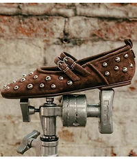 Naturalizer 27 EDIT Dawn Studded Suede Square Toe Mary Jane Flats