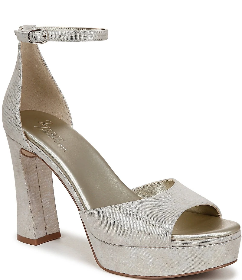 Naturalizer 27 EDIT Delphie Metallic Leather Ankle Strap Platform Dress Sandals