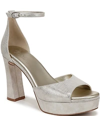 Naturalizer 27 EDIT Delphie Metallic Leather Ankle Strap Platform Dress Sandals