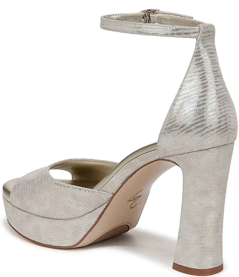 Naturalizer 27 EDIT Delphie Metallic Leather Ankle Strap Platform Dress Sandals