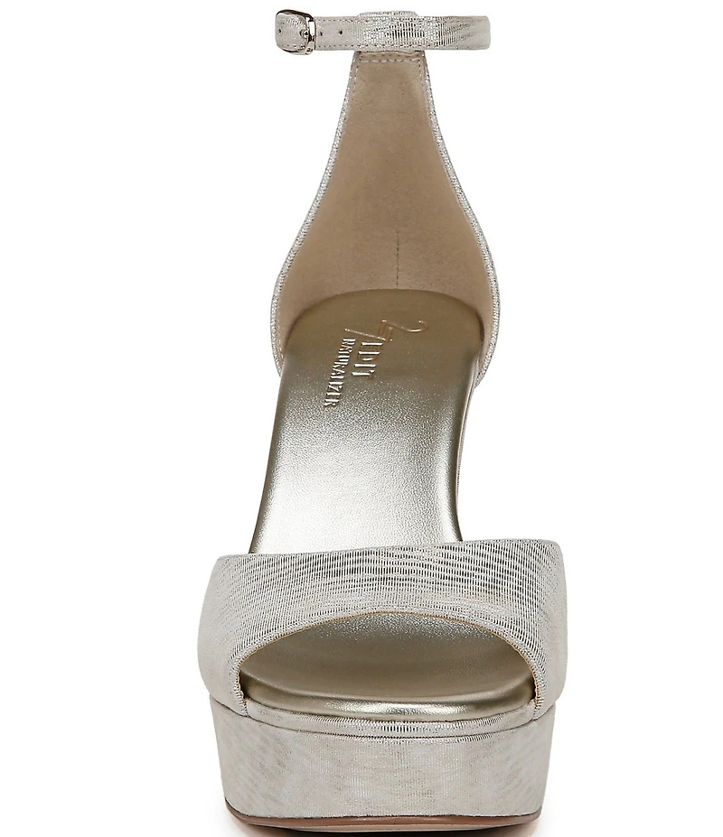 Naturalizer 27 EDIT Delphie Metallic Leather Ankle Strap Platform Dress Sandals