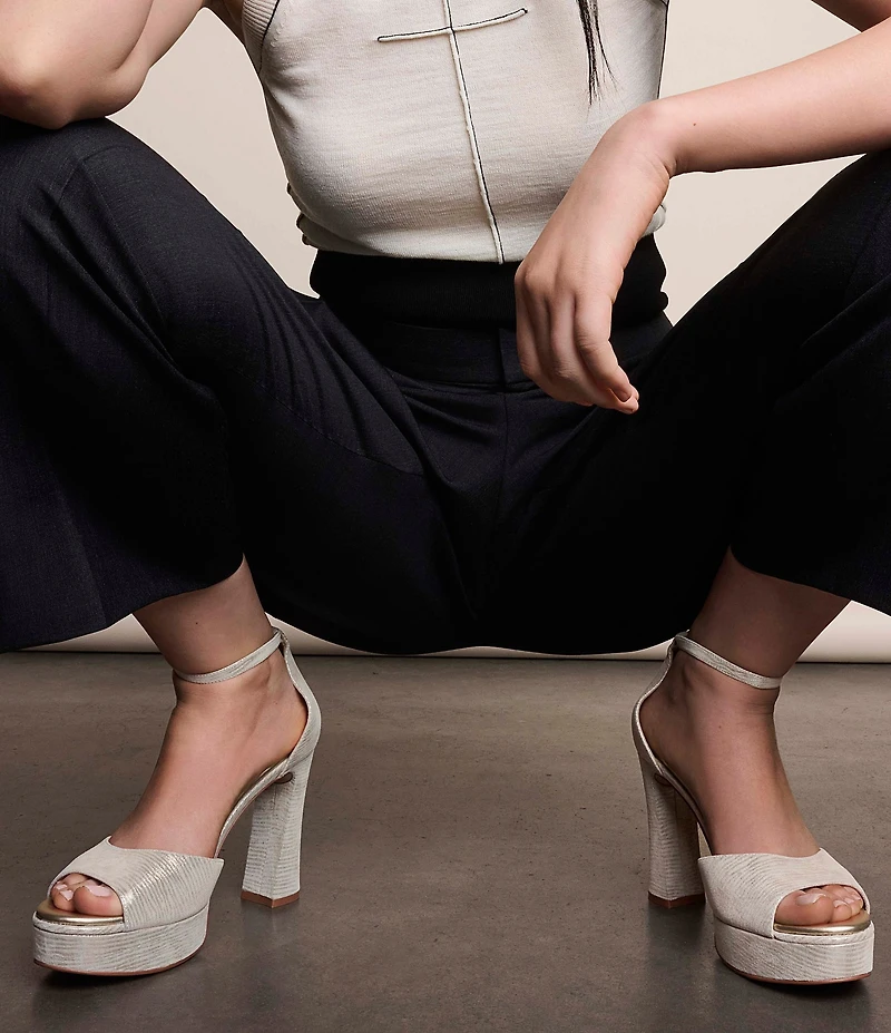 Naturalizer 27 EDIT Delphie Metallic Leather Ankle Strap Platform Dress Sandals