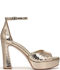 Naturalizer 27 EDIT Delphie Embossed Metallic Leather Ankle Wrap Platform Dress Sandals