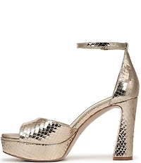 Naturalizer 27 EDIT Delphie Embossed Metallic Leather Ankle Wrap Platform Dress Sandals