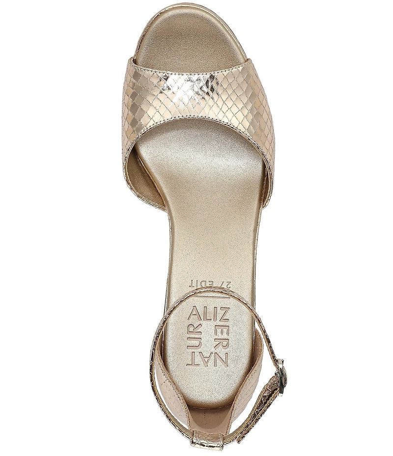 Naturalizer 27 EDIT Delphie Embossed Metallic Leather Ankle Wrap Platform Dress Sandals