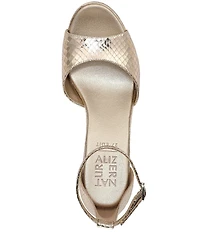 Naturalizer 27 EDIT Delphie Embossed Metallic Leather Ankle Wrap Platform Dress Sandals