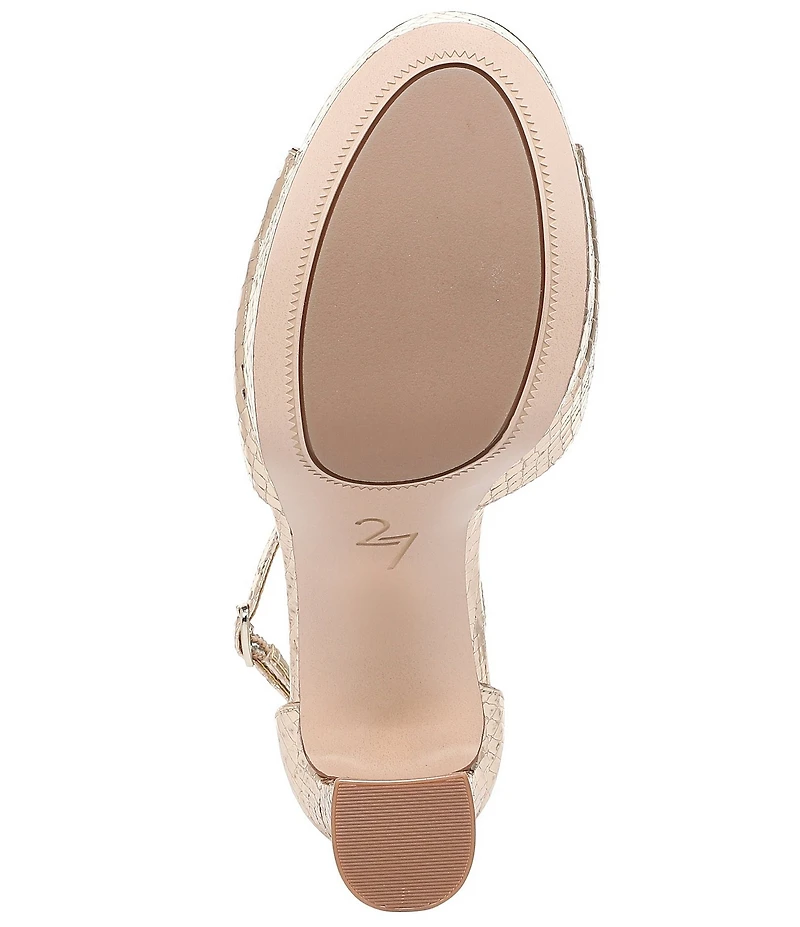 Naturalizer 27 EDIT Delphie Embossed Metallic Leather Ankle Wrap Platform Dress Sandals