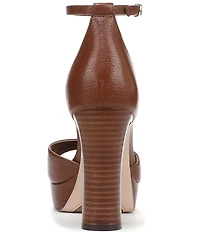 Naturalizer 27 EDIT Delphie Leather Ankle Strap Stack Heel Platform Dress Sandals