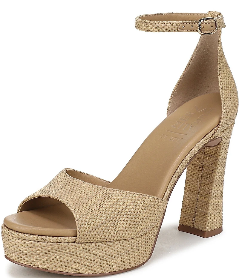 Naturalizer 27 EDIT Delphie Raffia Ankle Wrap Platform Dress Sandals