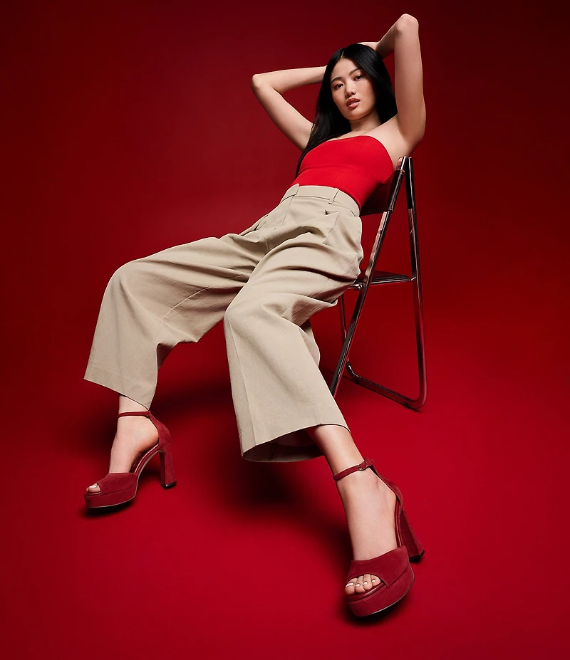 Naturalizer 27 EDIT Delphie Suede Ankle Wrap Platform Dress Sandals