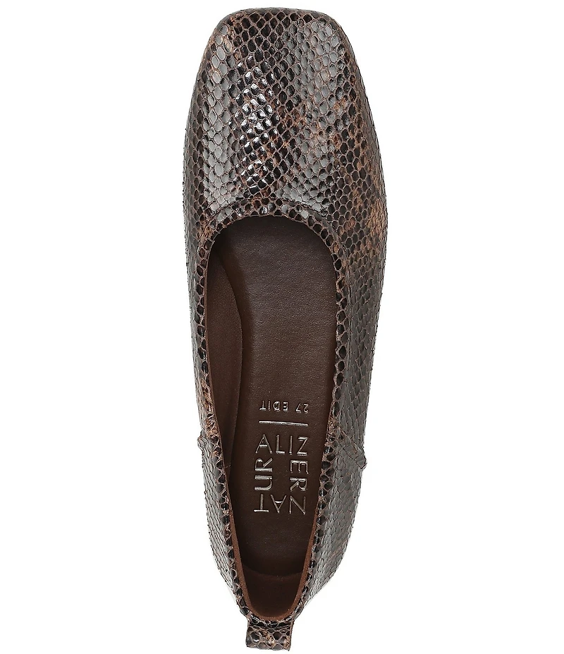 Naturalizer 27 EDIT Dream Snake Print Leather Square Toe Ballet Flats